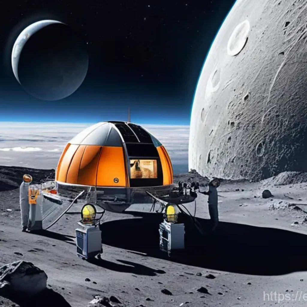 미국 NASA 프로젝트 - **Lunar Base for Sustainable Exploration**
    "A vibrant, high-definition image of a futuristic mod...