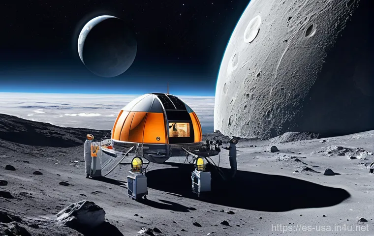 미국 NASA 프로젝트 - **Lunar Base for Sustainable Exploration**
"A vibrant, high-definition image of a futuristic mod...