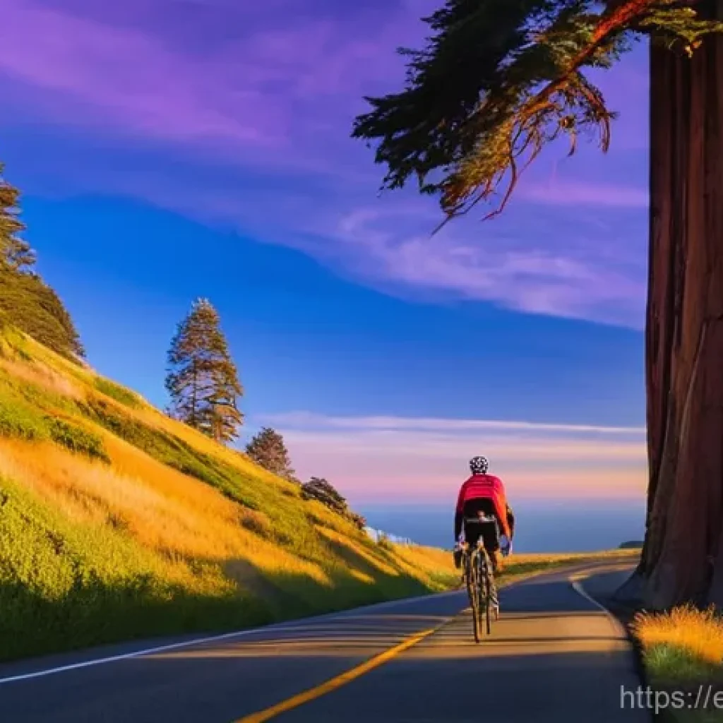 미국 자전거 여행 추천 루트 - **Prompt 1: The Grand American Cycling Vista**
"A lone cyclist, wearing modern athletic cycling ...
