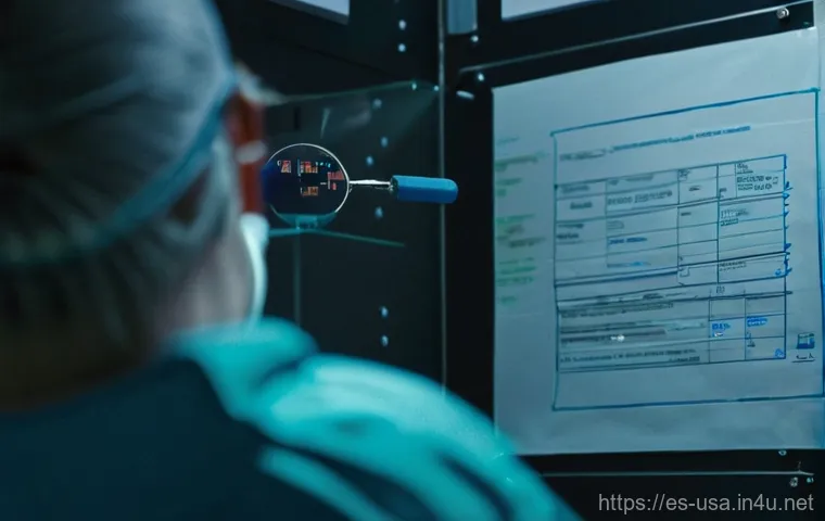 미국 FBI 유명 사건 - **Prompt:** A highly detailed, realistic photograph of a focused FBI forensic investigator in a diml...