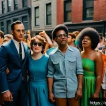 미국 LGBT 역사 - A vibrant and empowering scene of the 1969 Stonewall uprising in New York City, depicting a diverse ...