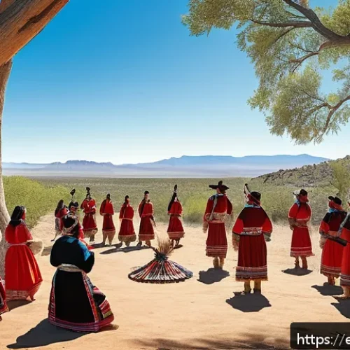 미국 인디언 보호구역 - A vibrant scene depicting a Native American community gathering on a traditional reservation surroun...