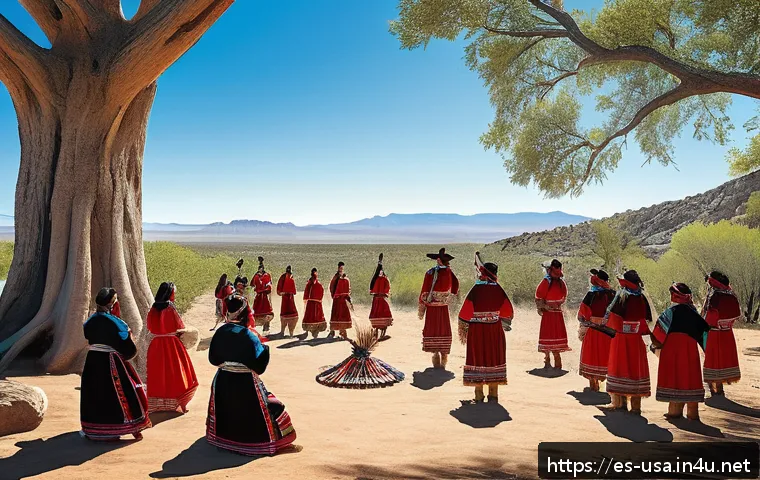 미국 인디언 보호구역 - A vibrant scene depicting a Native American community gathering on a traditional reservation surroun...